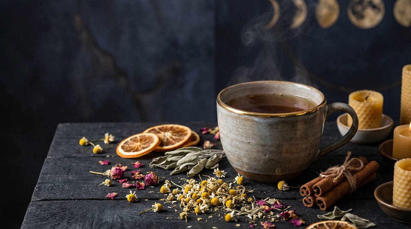 Hands preparing herbal tea